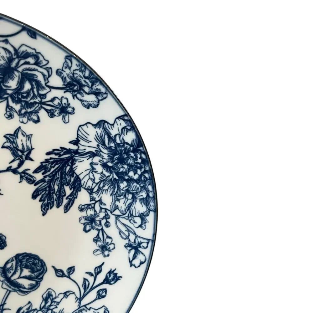 4pc Godinger English Garden Porcelain Salad Plates 7.5in Blue & White Floral